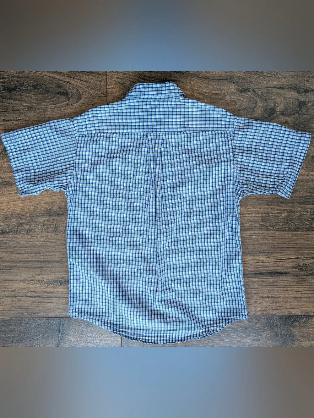 Ralph Lauren Boys Blue Plaid Short Sleeve Cotton Button Down Size 7